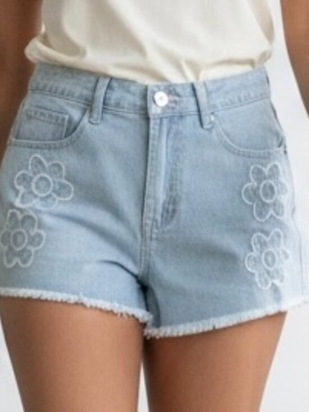 NEW Cali 1850 Daisy embroidered cut off‎ shorts Juniors size 9 Jean denim floral